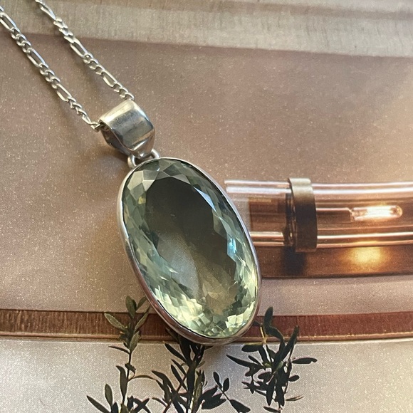 925 Sterling silver Natural Green Amethyst Pendent with Sterling silver chain!! - Picture 17 of 17